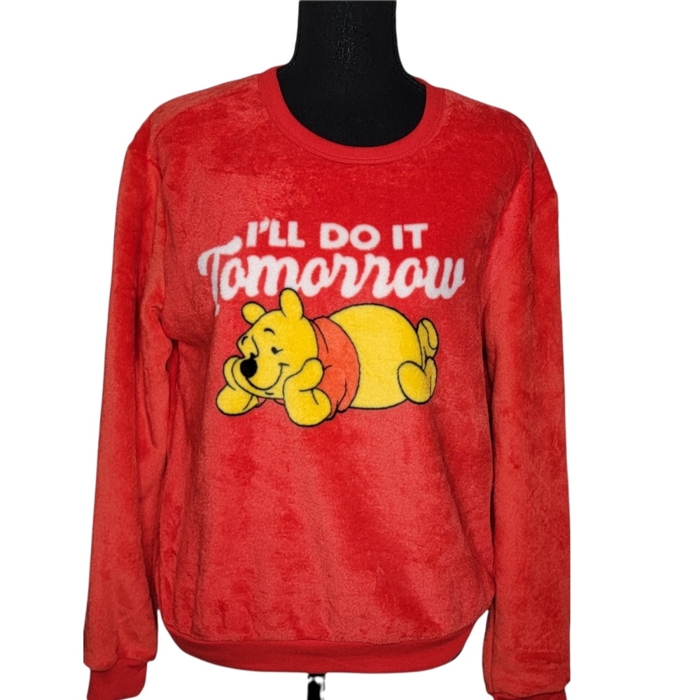 Disney Women's Winnie The Pooh I'LL DO IT TOMORROW Pullover Sweatshirt Sz S New